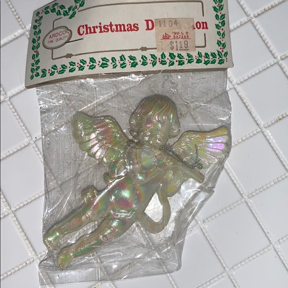 ‎Vtg Ardco ivory pearl angel Christmas orna…
